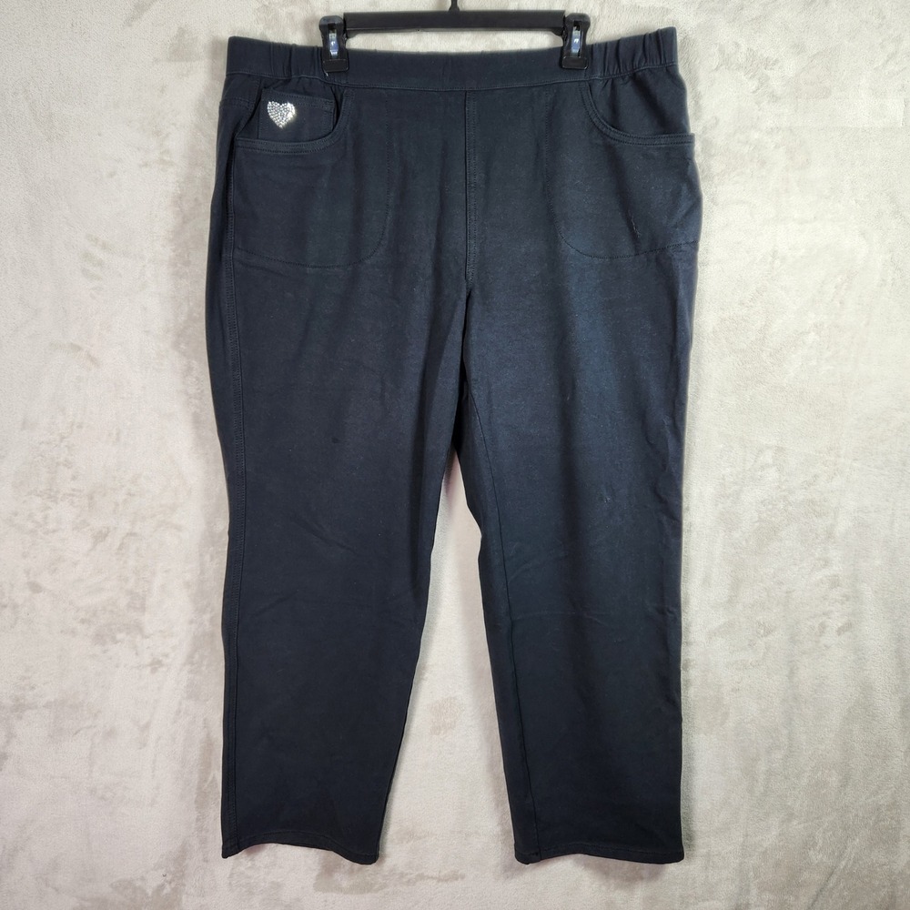 Quacker Factory Womens‎ 1X Short Black DreamJeanne Pull-On Straight Leg A354566